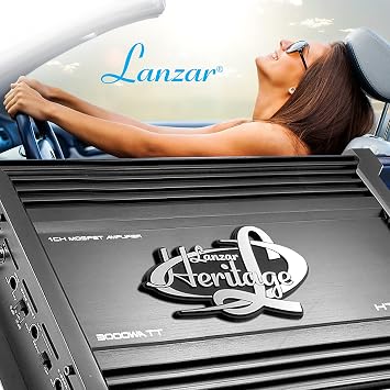 Lanzar 3000 Watt 2-Ohm Stable Monoblock Mosfet Amplifier, High-Power Car Audio Amp with Electronic Crossover Network, Bass Boost Circuit, Low Pass Filter Controls, and Nickel RCA Inputs, 13 x 2x 9