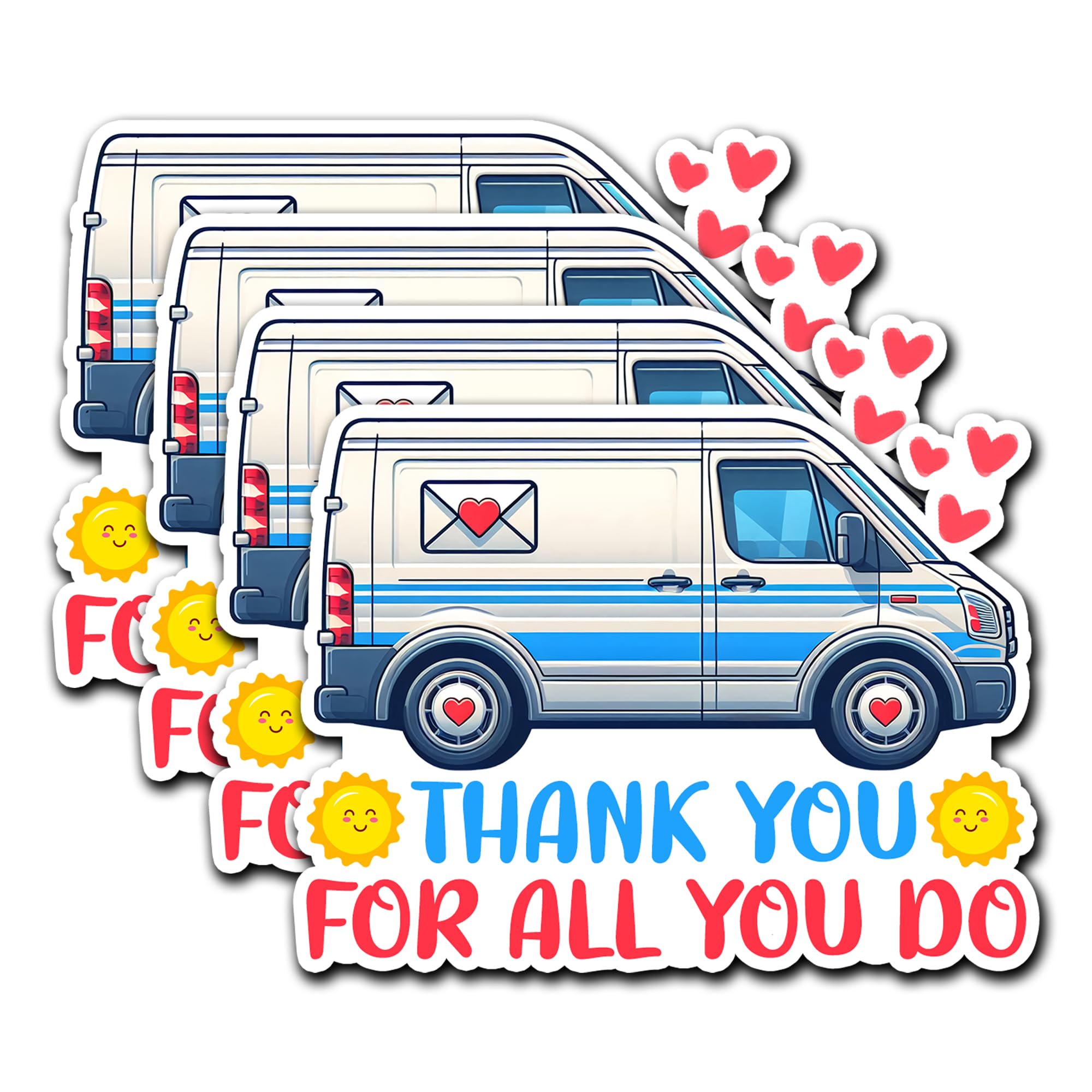 Pack 4PCS Mailbox Stickers Postal Thank You for All You Do Waterproof Vinyl Decals Decor Water Bottle Laptop Phone Car Truck Window Bumper Hard Hat
