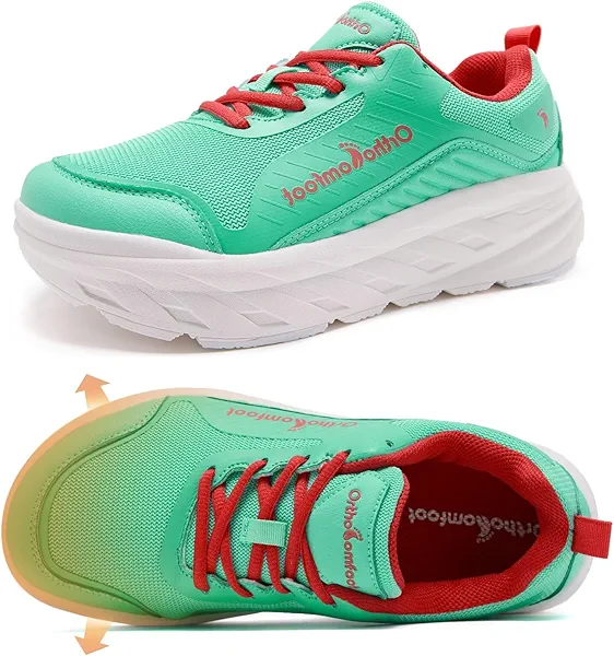 Women's Orthopedic Diabetic Walking Shoes: Wide Toe Box Comfortable Casual Arch Support Plantar Fasciitis Orthotic Sneakers, High Arch Swollen Work Tennis Sports Shoes for Foot and Heel Pain Relief