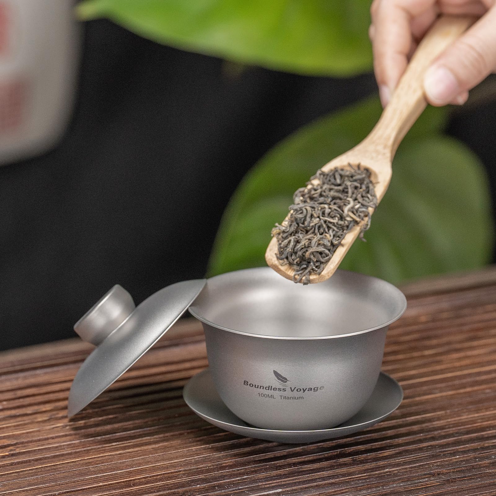 Boundless Voyage Titan Doppelwandige Teetasse Chinesische Traditionelle Teeschale Kung Fu Gaiwan Anti-Schuppen Tee Set Ti3143D