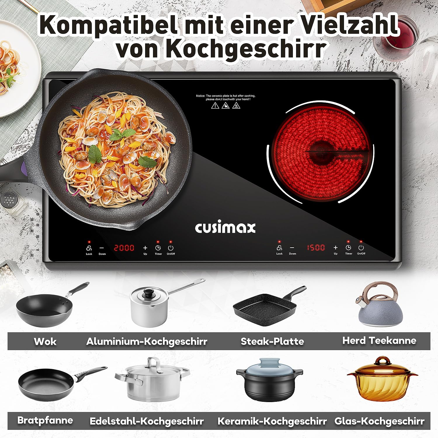 Infrarot Kochplatte 3500 W Keramik Einzeln Herdplatte