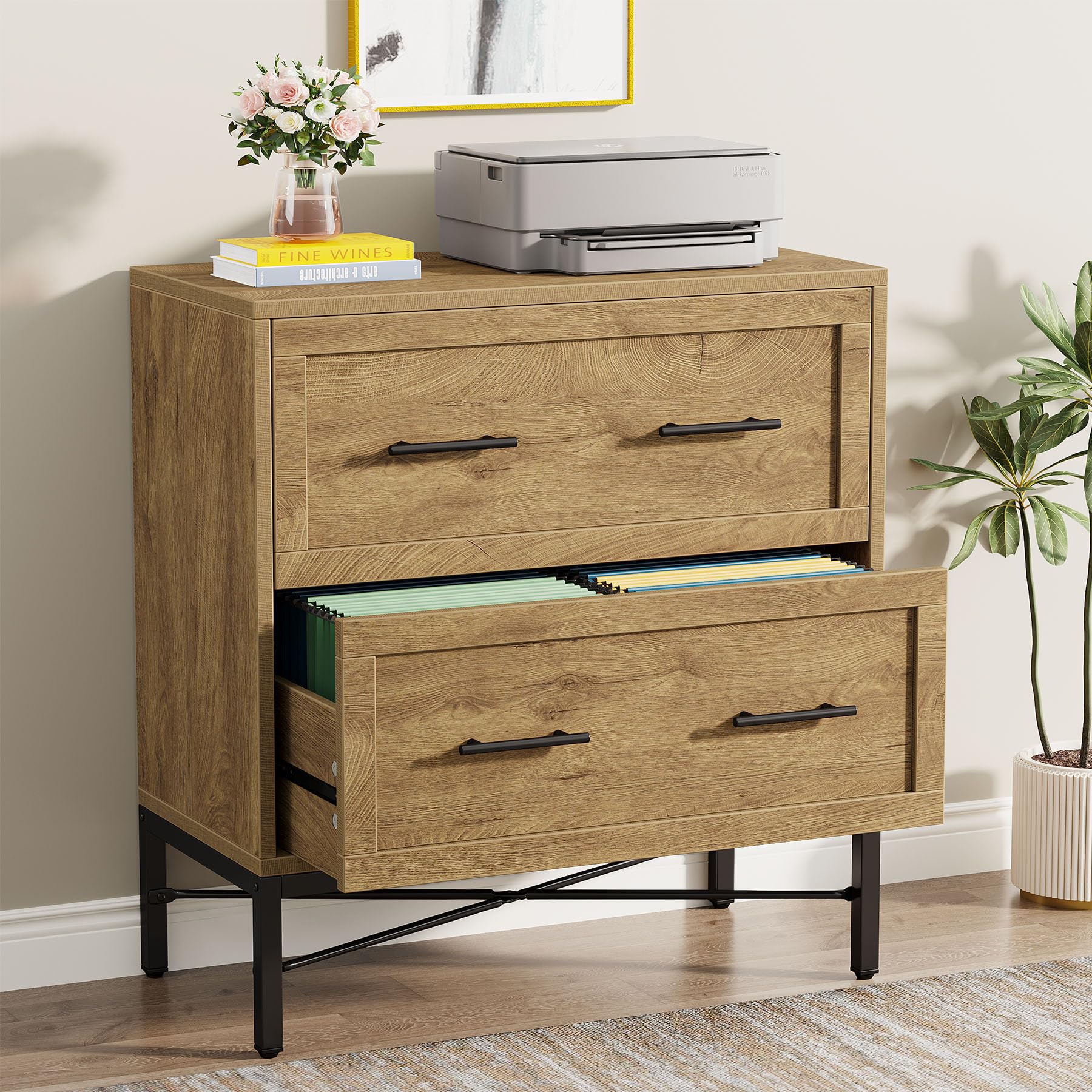Tribesigns 2 Drawer File Cabinet, Lateral Filing Cabinet, Printer Stand
