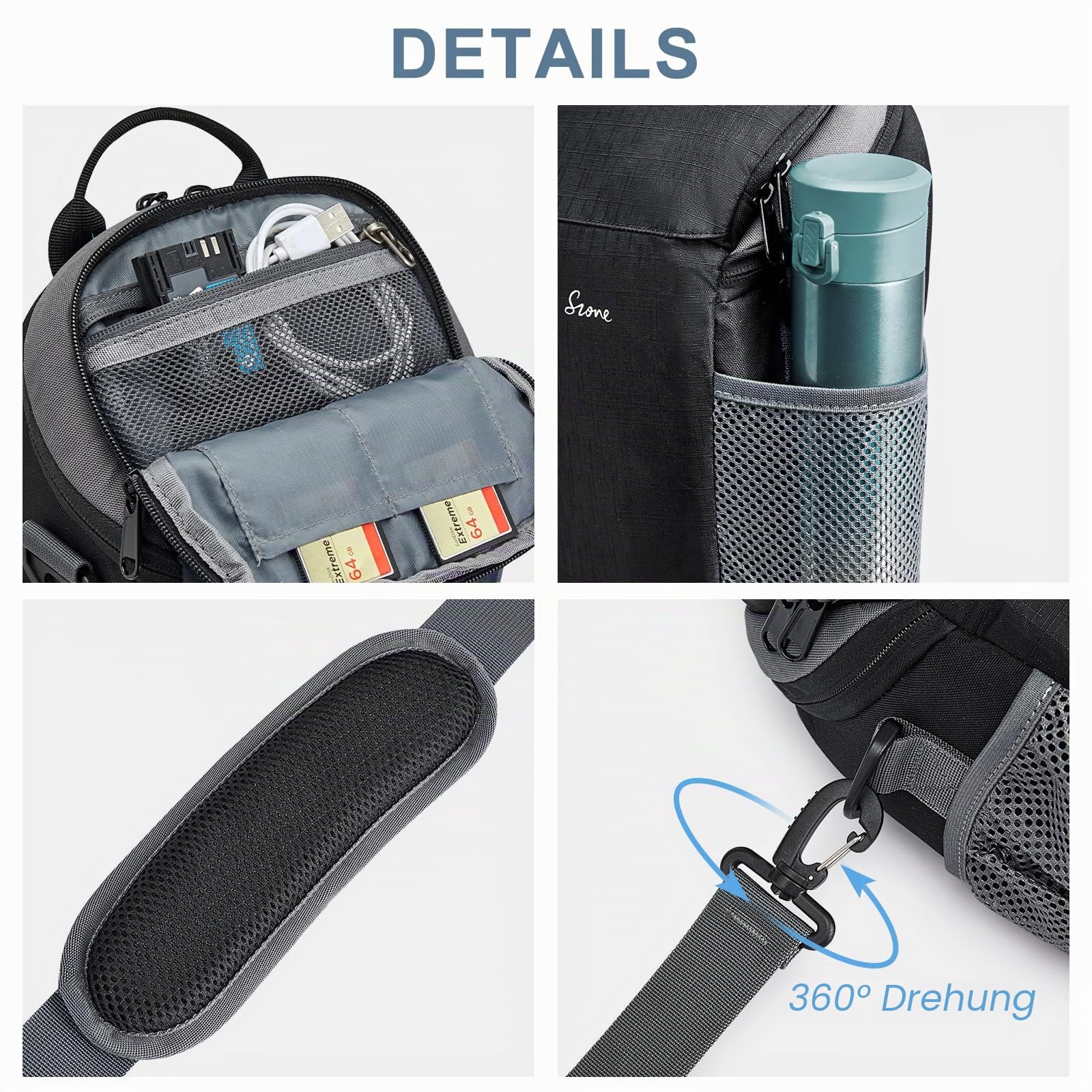S-ZONE Kameratasche DSLR/SLR wasserdichte Kameratasche für Fotografen Holster Kompatibel mit Nikon Canon Sony