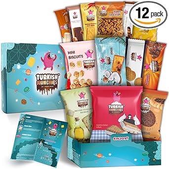 Midi International Food Hamper | Premium Exotic Foreign Foods | Unique Hampers & Gourmet Gift for Men and Women | American Alike Retro Turkish Foods | 12 Full-Size + 1 Bonus Snacks
