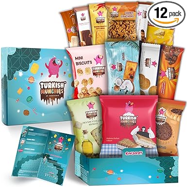 Midi International Food Hamper | Premium Exotic Foreign Foods | Unique Hampers & Gourmet Gift for Men and Women | American Alike Retro Turkish Foods | 12 Full-Size + 1 Bonus Snacks