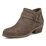Women's Ankle Boots Low Chunky Stacked Heel Comfortable Round Toe booties with Side Zipper Shoes