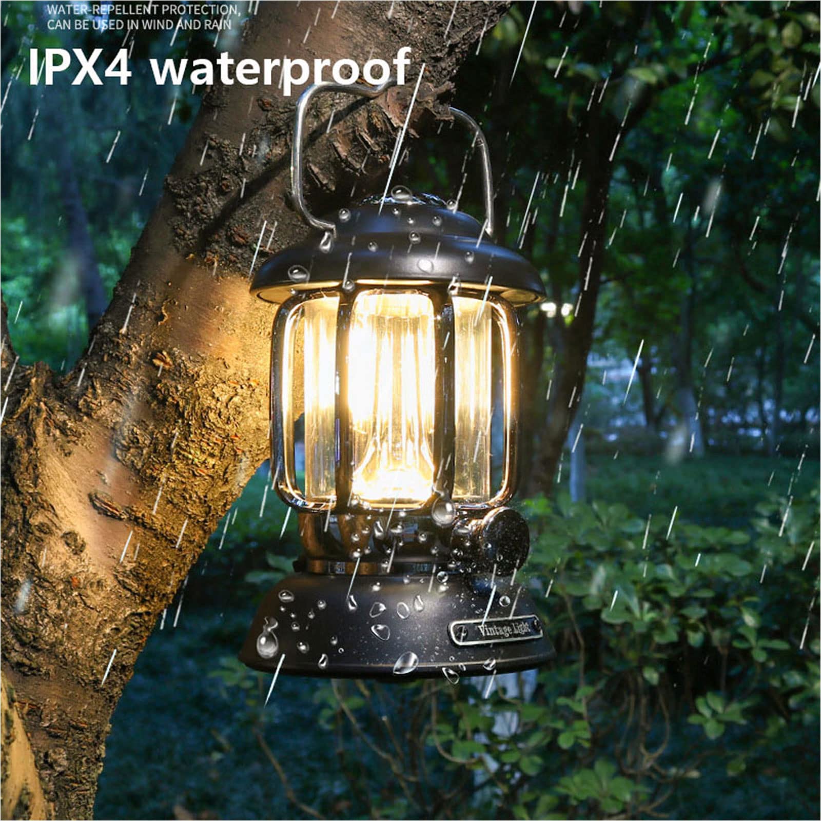 Latarnia kempingowa, latarnia kempingowa LED, przenośna retro lampa wisząca USB na zewnątrz, światło 3 tryby oświetlenia Możliwość przyciemniania światła awaryjnego do uprawiania turystyki pieszej(Gre
