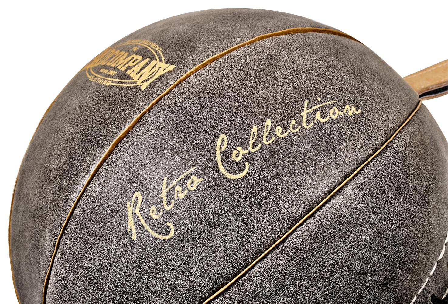 Bad Company Retro Doppelendball aus Rindsleder inkl. elastischen Spanngurten I 25 cm Durchmesser I Boxball für das Reflex- und Boxtraining