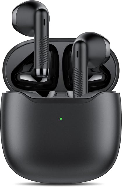 FAMOO Wireless Earbuds, Bluetooth 5.3 earphones, Mini Bluetooth Earbuds with 35H Mini Charging Case, USB-C Fast Charging, Built-in Mics with Deep Bass, IPX7 Waterproof for Work, Travel