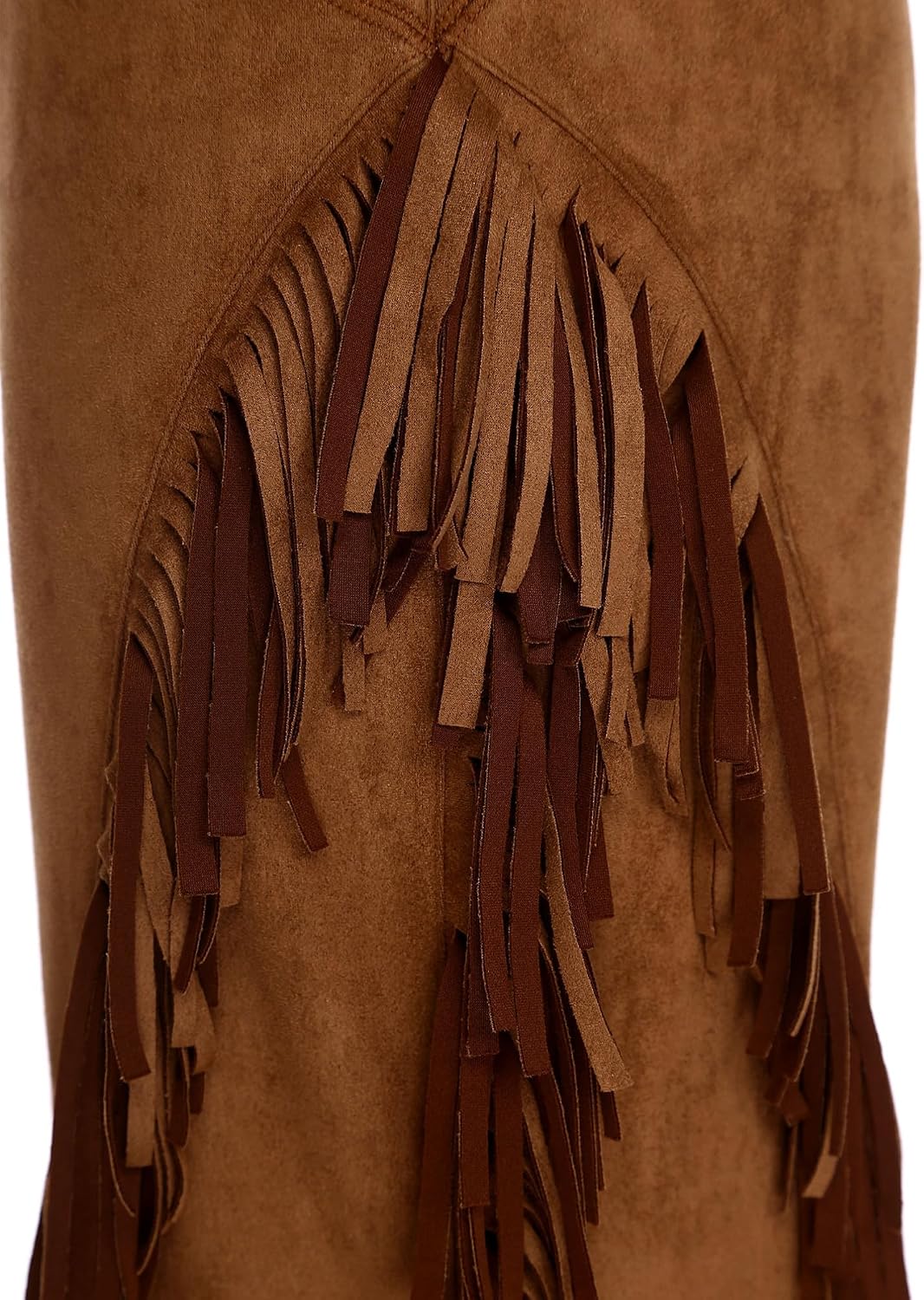 TiaoBug Womens Western Faux Suede Flared Cowboy Pants Fringed Tassels Vintage Pants for Music Festival