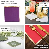 Vista 4 de Efavormart 50 Pack Servilletas de papel para fiestas de 2 capas, suaves, blancas con borde dorado de papel de fiesta, servilletas para cenas