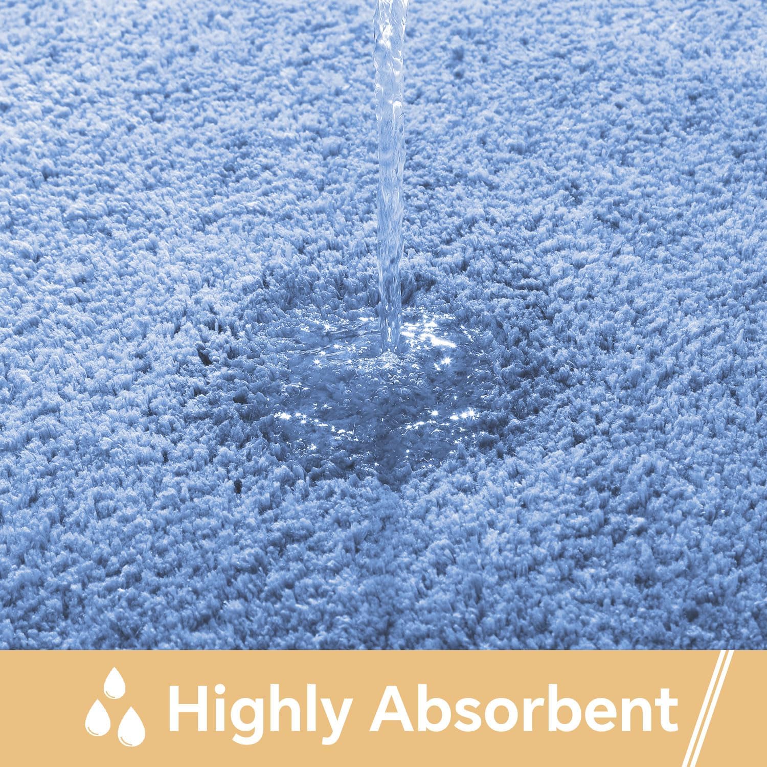 Blue Bathroom Rugs 24"x36" - Fluffy Microfiber Bath Mat, Non Slip and Absorbent Bathroom Floor Mat, Machine Washable Plush Rug - Ideal for Tub, Cabinet or Washroom