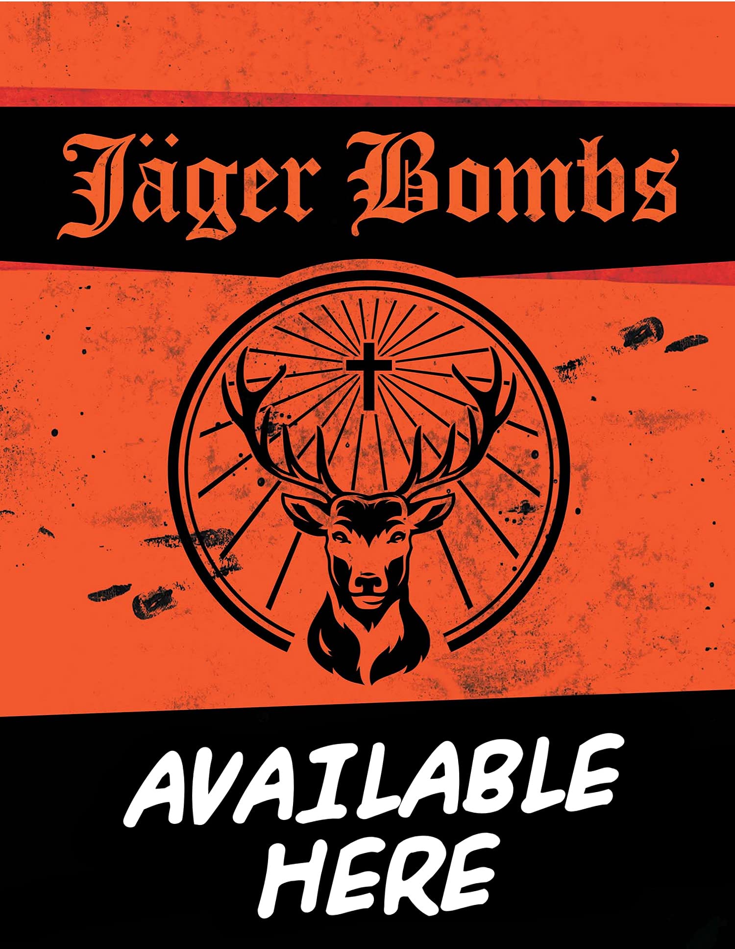 Bigbazza Vintage Advertising Wall Tin Plaque 20X15cm - Pub Shed Bar Man Cave Home Bedroom Office Kitchen Gift Metal Sign - Retro Jägermeister German Alcohol Drink Bomb Jager Available Here Shop