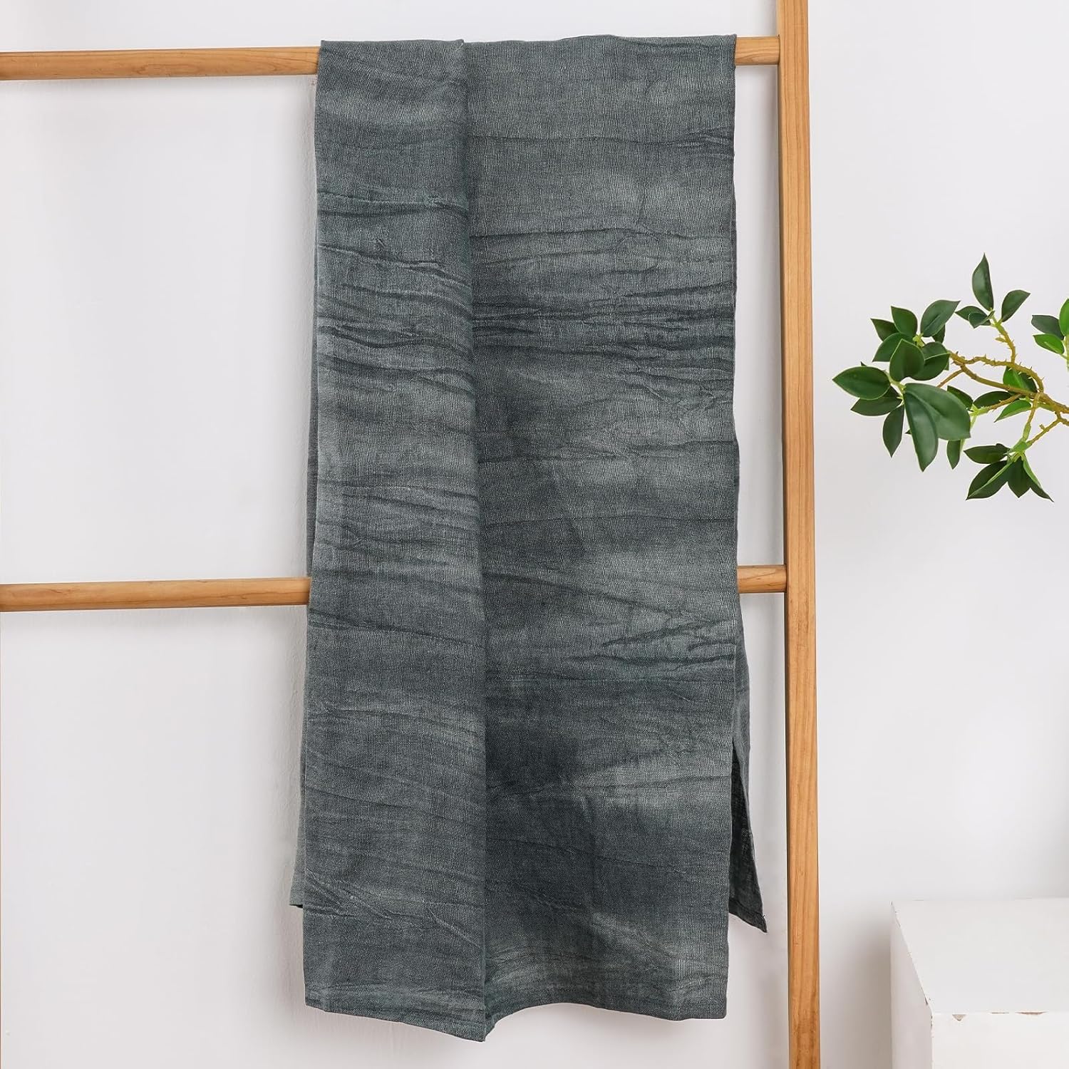 100% Linen Bath Towel 29.5x52 Inch French Flax Linen Quick Dry Towel for Bathroom, Beach, Travel, Sauna, Natural Thin Hair Towel, Army Green