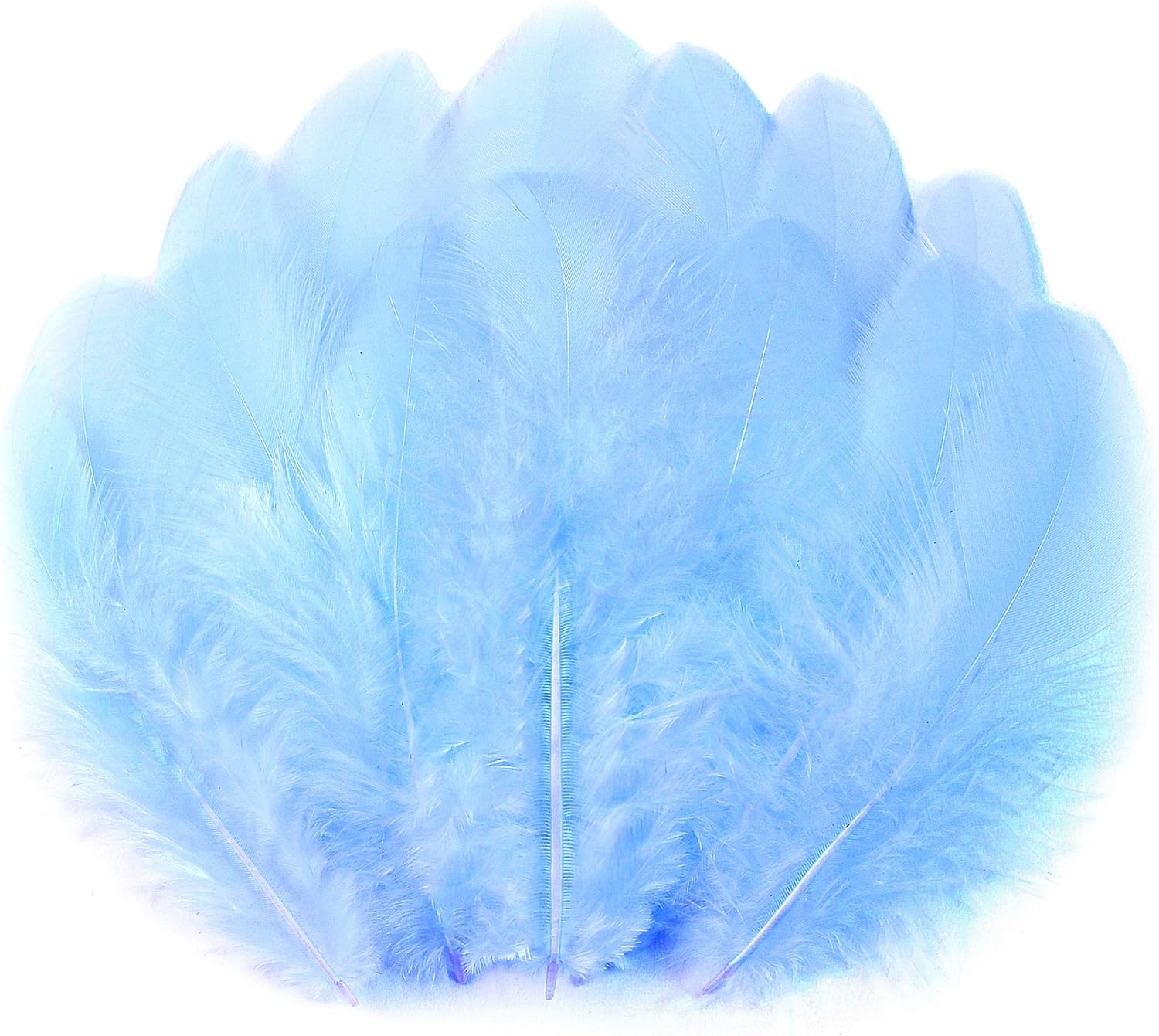 Soarer Light Blue Craft Feathers Bulk - 300pcs 3-5inch Natural Feathers for Wedding Home Party, Dream Catcher Supplies and DIY Crafts(Light Blue)