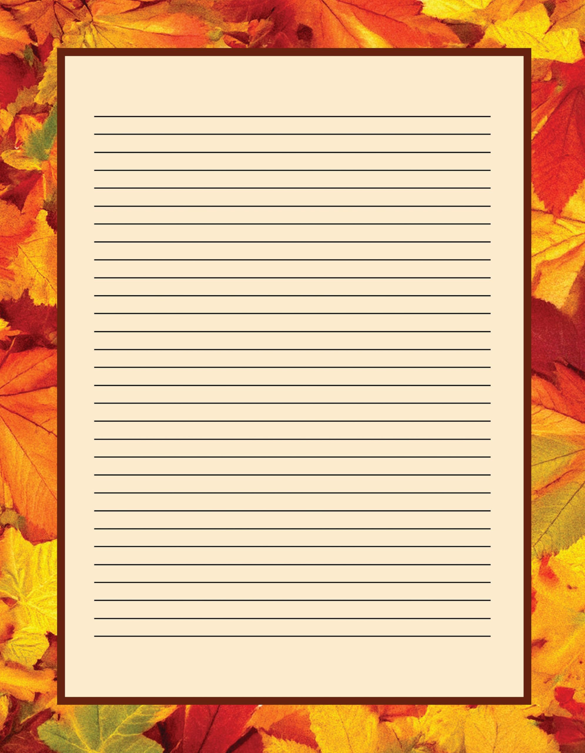 Papier à lettres avec feuilles d'automne – Papier à lettre ligné d'automne – 125 feuilles – 21,6 x 27,9 cm – Papier d'impression décoratif d'automne