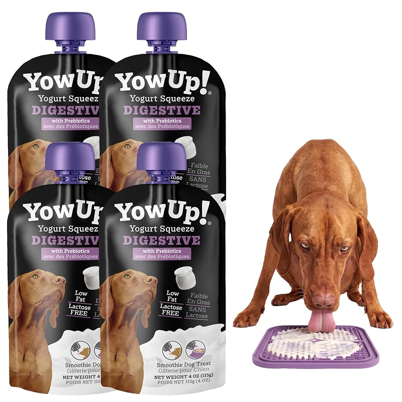 YowUp! Petisco de Iogurte para Cães com Prebióticos, Sabor Iogurte, Pacote com 4 Sachês