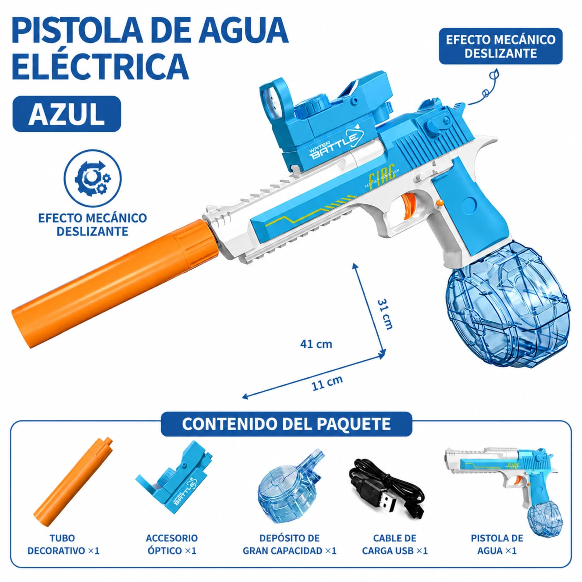 Pistola De Agua Eléctrica Recargable USB | Disparo Continuo Y Potente Para Niños Y Adultos, Ideal Para Piscina Y Playa