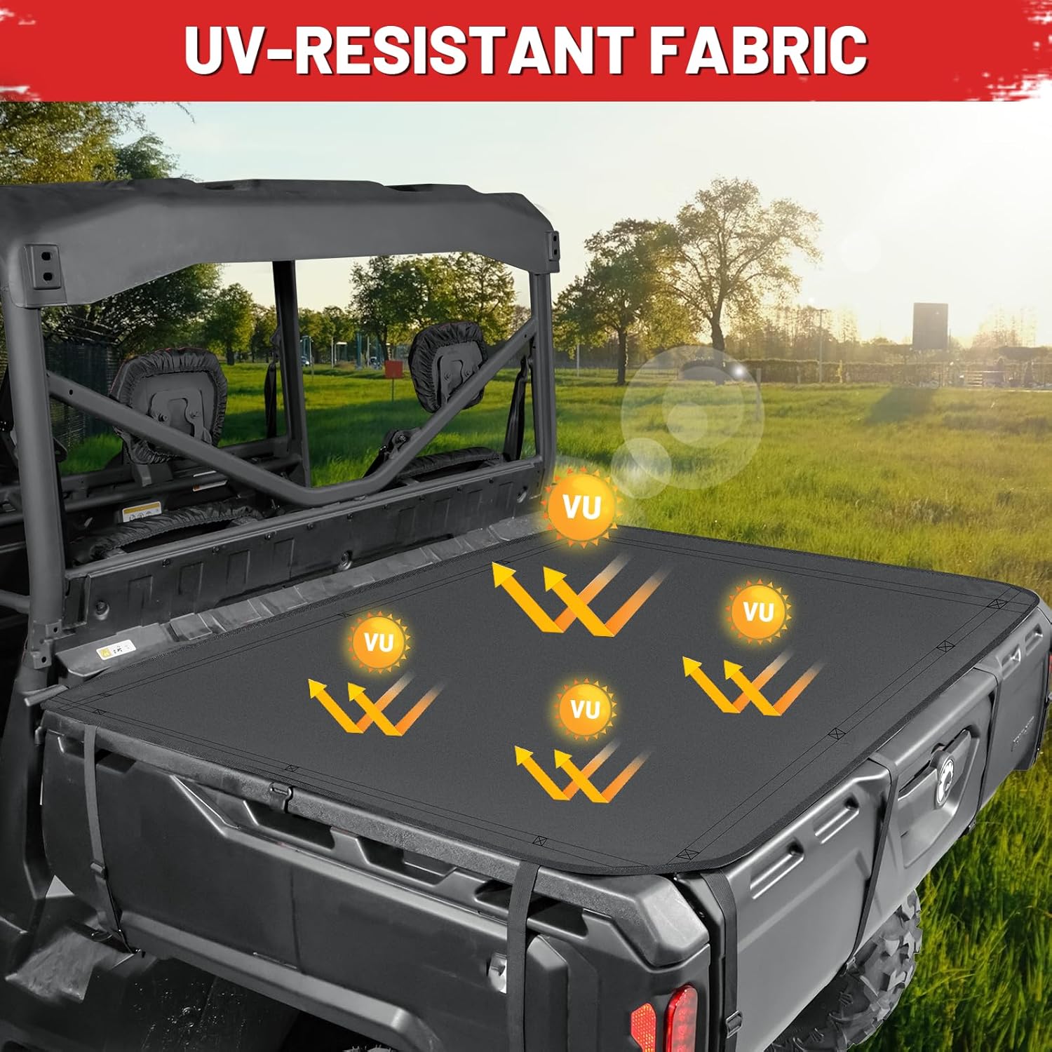 StarknightMT UTV Tonneau Cover Compatible with Can-am Defender 2016-2024 HD 5/7/8/9/10 DPS MAX XT XMR, Waterproof Cargo Bed Cover with Strap Defender Accessories