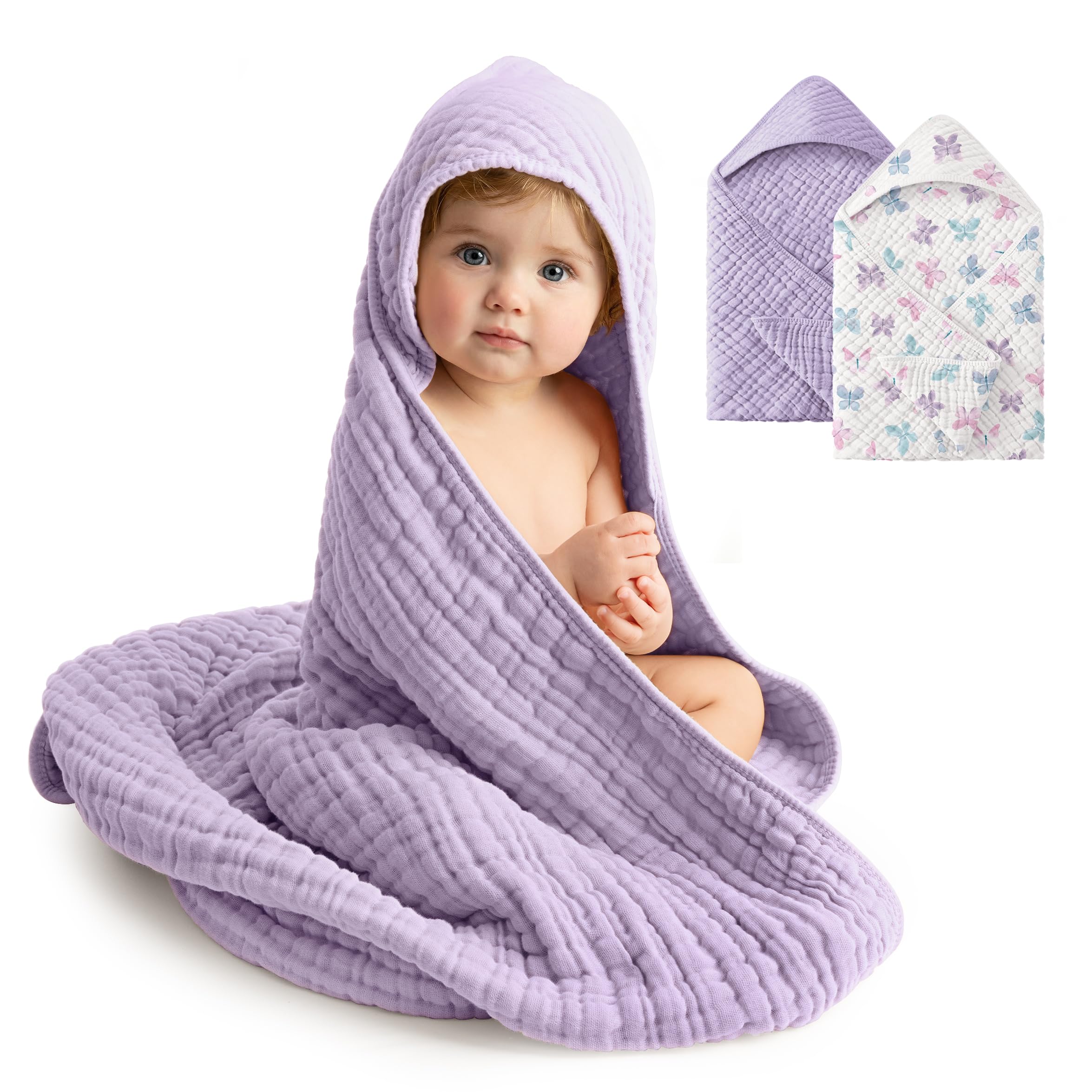 FIEMOL Unisex-Babybadetuch, Weiche und Saugfähige Kapuzenhandtücher