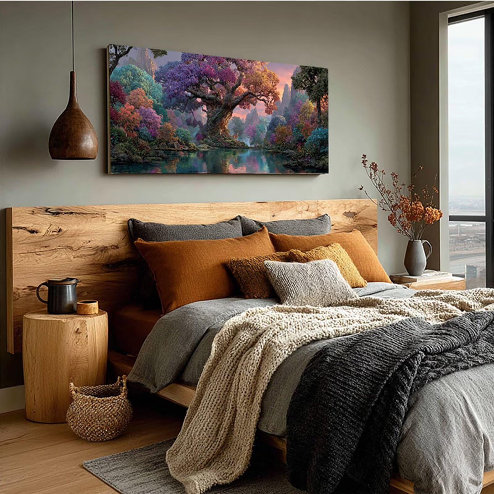 Pianta Dipingere con i Numeri Adulti, Fai Da Te Dipingere con i Numeri Albero, Paint by Numbers Kit con Pennelli e Vernice Acrilica, Regalo Uomo, Hobby Creativi Adulti, Decorazione, 90x40cm 8-6840