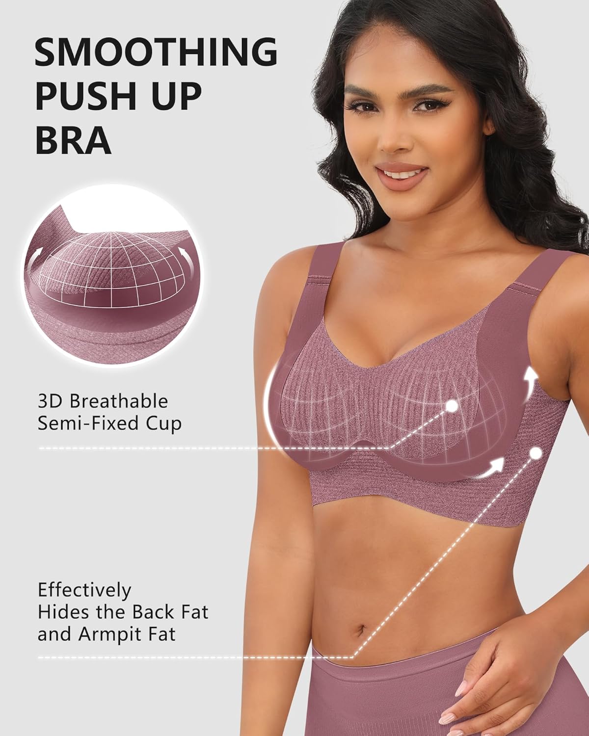 Womens Seamless Wireless Supportive Bras Push Up Comfort Soft No Underwire Full Coverage T-Shirt Bra Plus Size - Image 4