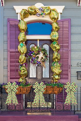 Miniatura 3 de ABTOLS Cinta de arpillera con borde con alambre de Mardi Gras de 2.5 pulgadas, 10 yardas, cinta de arpillera con borde con alambre de purpurina