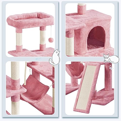 Miniatura 30 de Topeakmart Árbol para gatos de 63 pulgadas, mueble grande de torre para gatos con condominio para gatos, plataforma acolchada y poste rascador