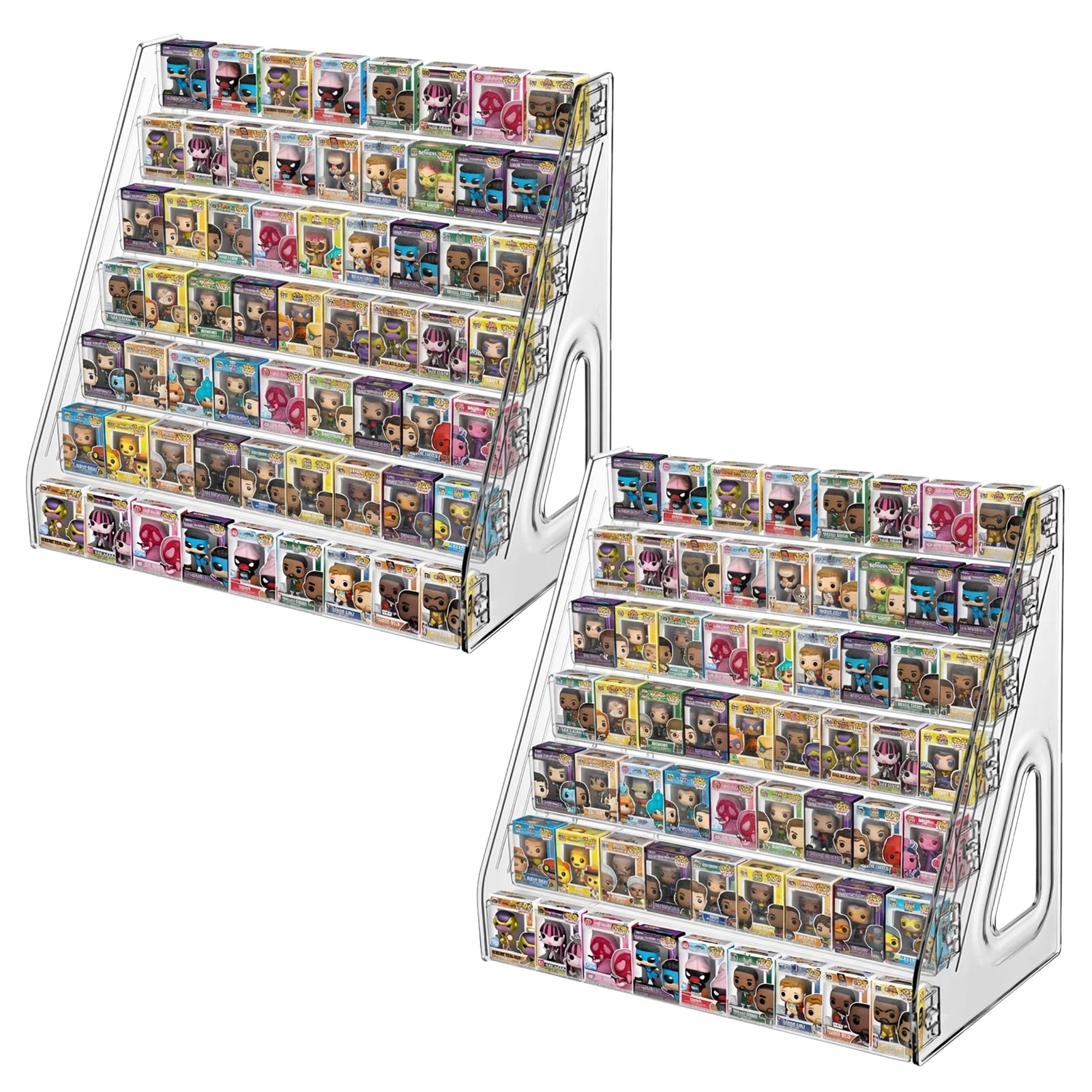 Photo 1 of 2 pcs 7-Layers Clear Display Shelf for Funko Pop,2 Pack Mini Collectible Toys Display Shelf for Bitty Pop,Clear Acrylic Display Case for Miniature Mini Action Storage Compatible with Bitty Pops Funko