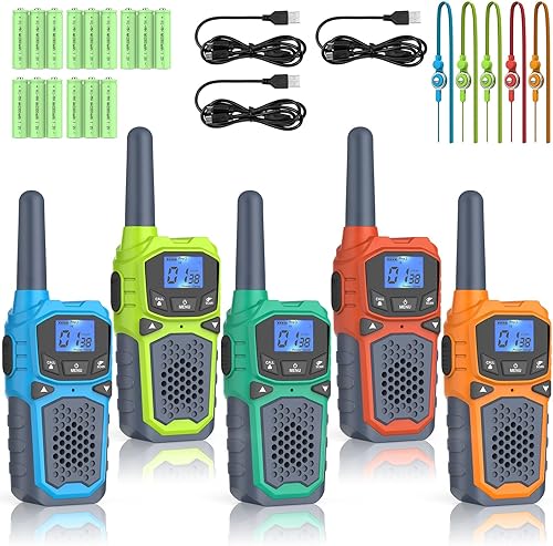 5 walkie talkies para adultos de largo alcance, WokTok recargable, portátil, radios de 2 vías, accesorios de senderismo, equipo de campamento,