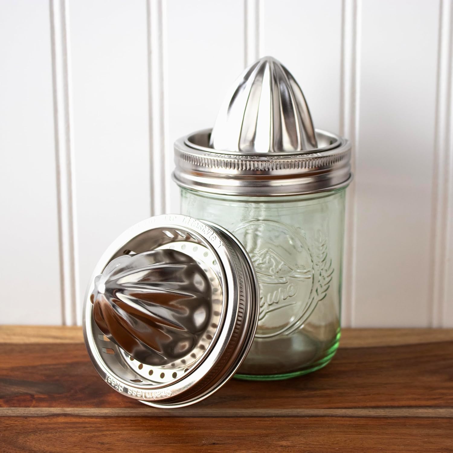 Stainless Steel Juicer Lid for Mason Jars | Metal Citrus Lemon Juice Squeezer Manual Juicer - Wide Mouth