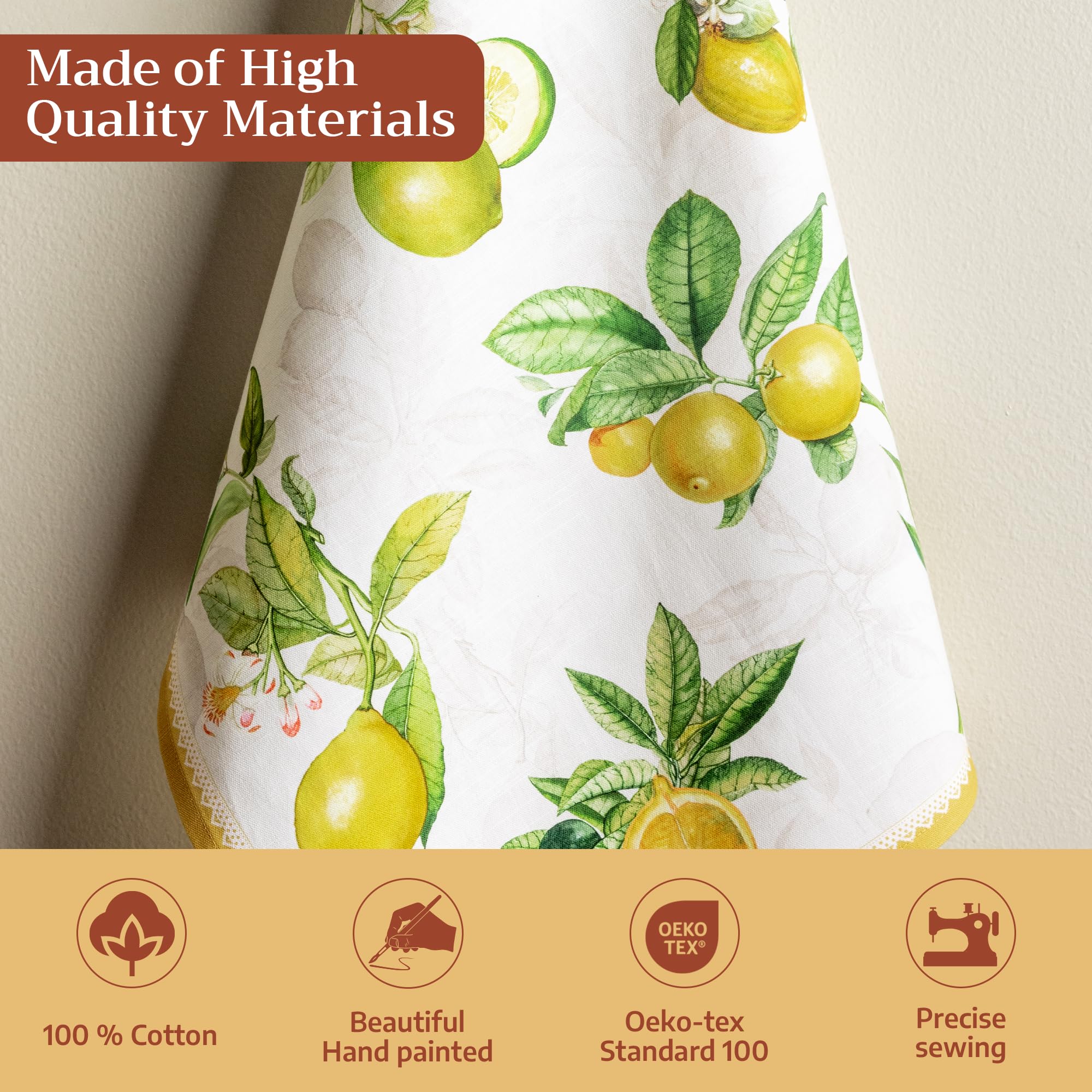 Maison d' Hermine Paño de Cocina 100% algodón, 50 cm x 70 cm, paños de Cocina de Pascua para Limpieza, Comedor, Fiestas de bufé y Uso en Bodas, Limoncello - Primavera/Verano (Juego de 3)