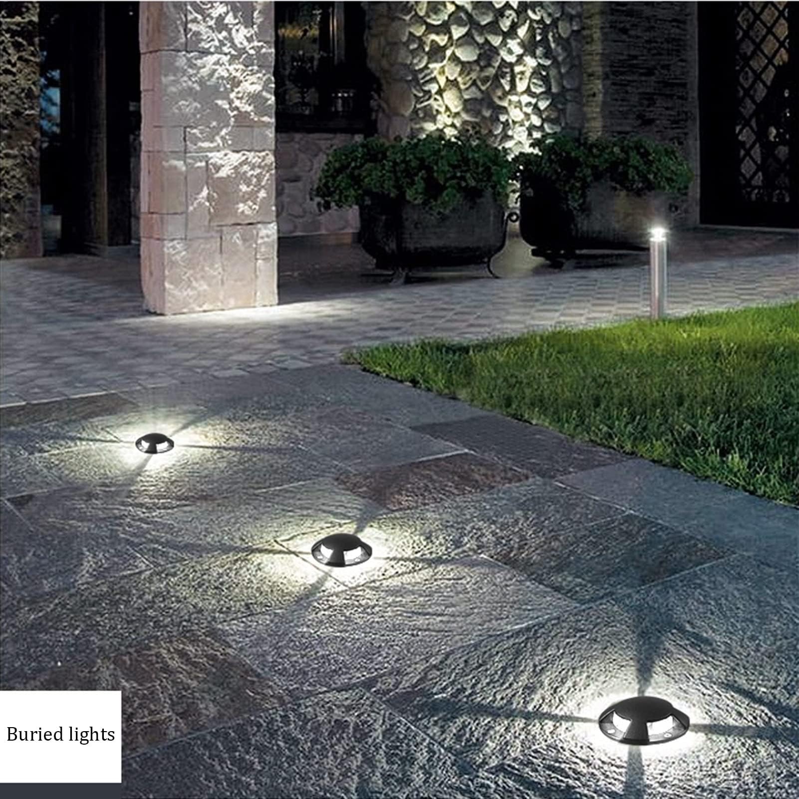 Generisch Lampa ogrodowa LED, wodoszczelny reflektor LED do zabudowy w podłodze, IP65, lampa do zabudowy w ogrodzie i na ścieżkach, 3 W, czerwona i 12 W niebieska – oświetlenie zewnętrzne dla