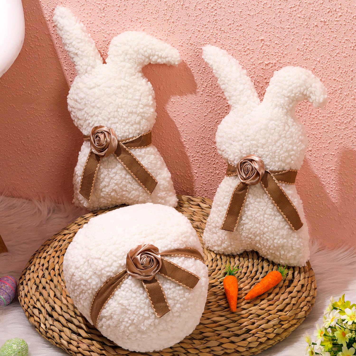 Photo 1 of 3 Pcs Easter Bunny Egg Pillows Easter Throw Pillows Rabbit Egg Shaped Pillow Cute Soft Bunny Throw Pillow Decorative Pillows for Easter Party Outdoor Home Cushion Decorations Easter 3