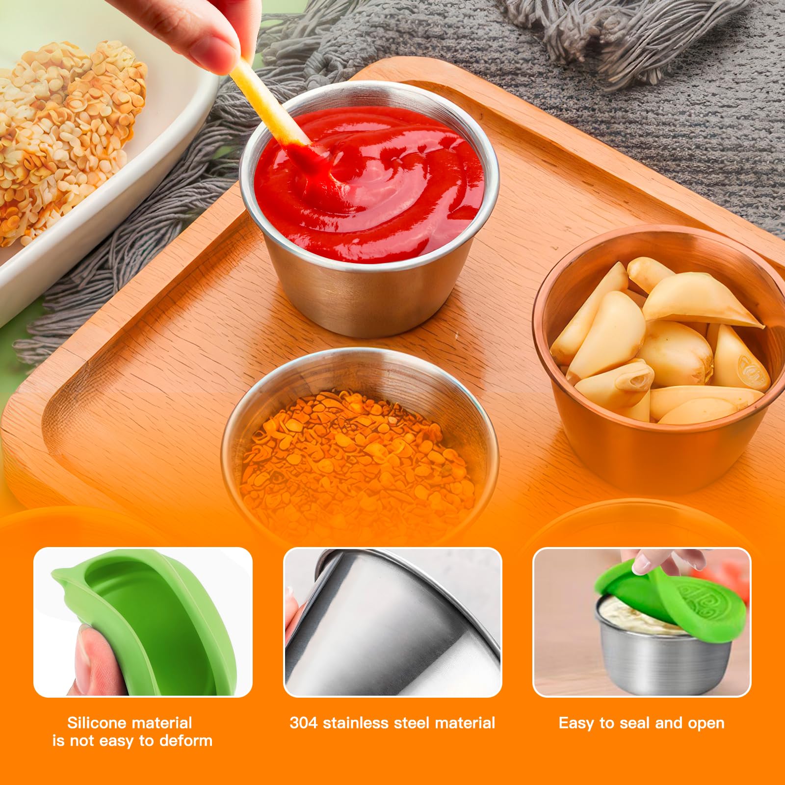 6 Mini Contenitori Per Salse Da 60ml - Set Colorato Con Coperchio Per Insalate, Marmellate E Condimenti - Foto 8