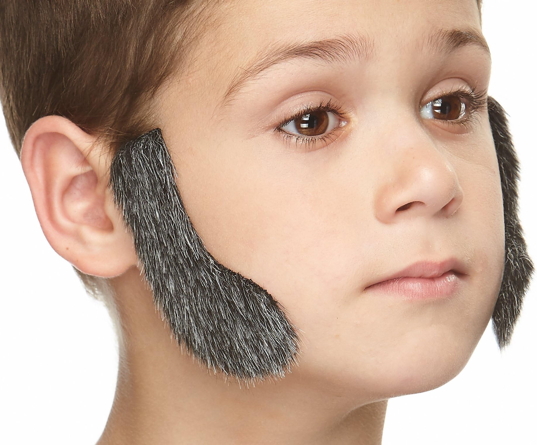 Sponsored Ad - Mustaches Self Adhesive Sideburns Fake Mutton Chops for Kids, Novelty, Small False Facial Hair, Costume Accessory for Children, Salt and Pepper Color