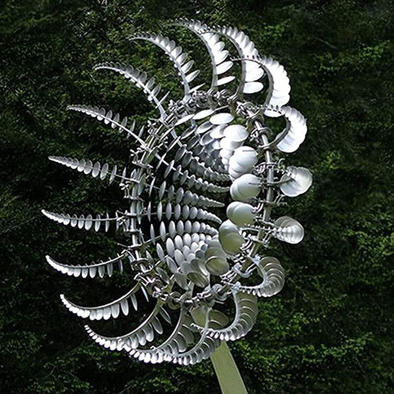 Bias&Belief Grey Garden Metal Windmill - Unique And Magical Metal Windmill - 3D Wind Powered Kinetic Sculpture - Lawn Wind Spinners For Yard - Outdoor Wind Catcher Patio Decoration - Move With The Wind