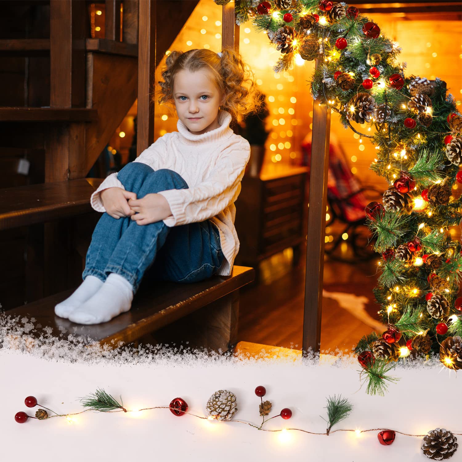 Guirnalda de Navidad, guirnalda de 30 luces LED de cono de pino de bayas rojas, decoración de árbol de Navidad, guirnalda de Navidad con luces, decoraciones de Navidad para interiores para decoración