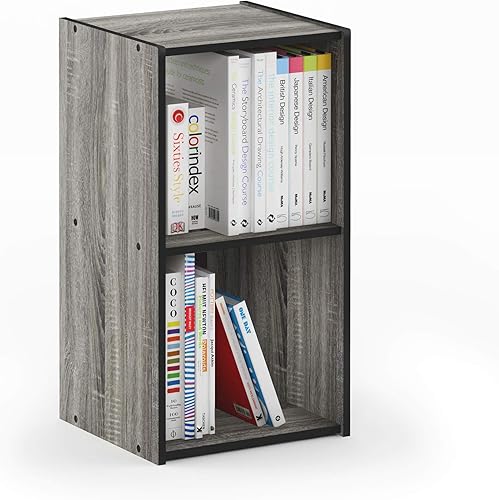 Miniatura 31 de Furinno Organizador Básico de Estantería de Almacenamiento de Cubos 3x2 con Contenedores, Roble Francés Gris/Negro Roble francés gris/negro.,Ámbar