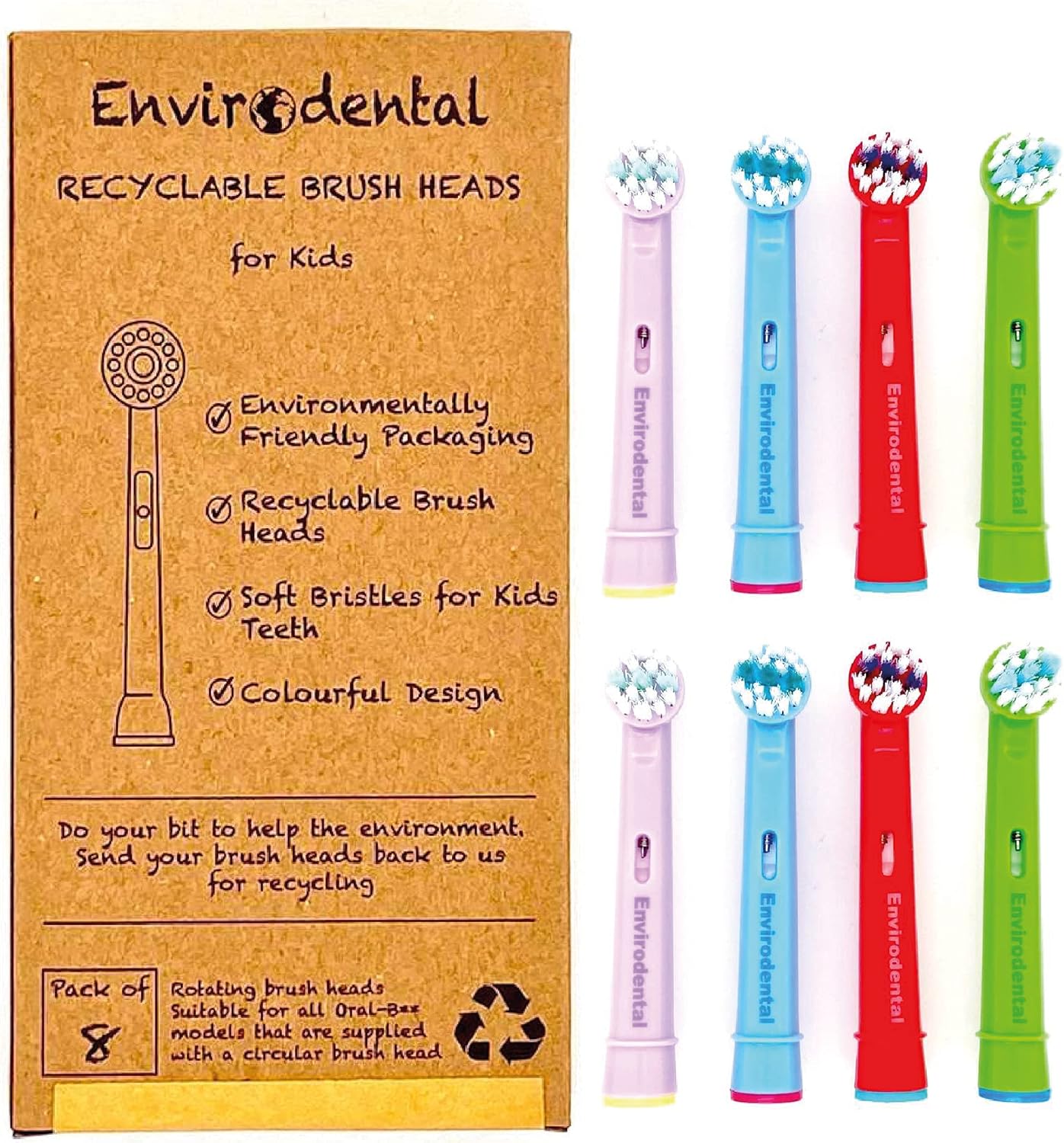 Eco Friendly Oral B Compatible Replacement Kids Toothbrush Heads by