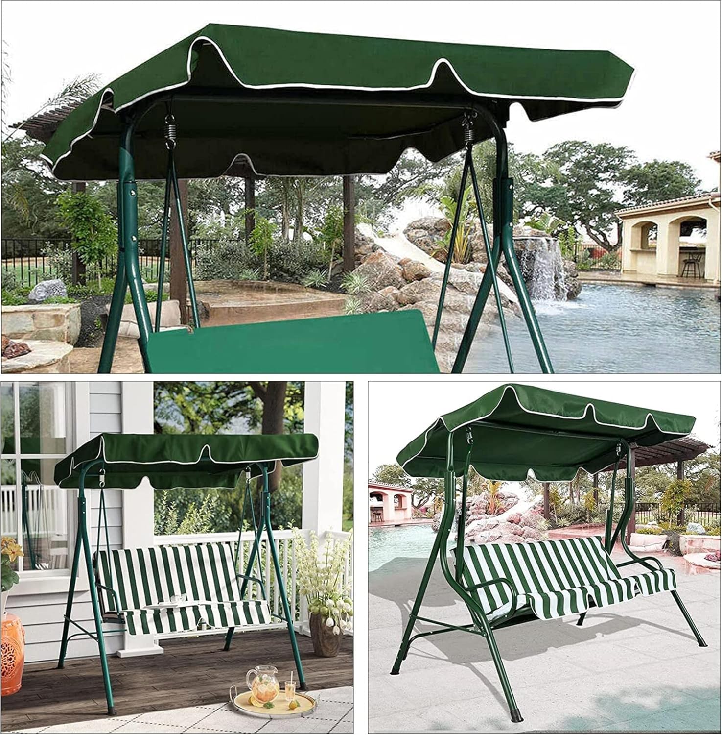 Swing Canopy Porch Swing Canopy Replacement Waterproof Swing Top Cover Outdoor Swing Seat Top Cover 600D Strong Swing Cover Sun Shade,for Garden Patio(Canopy Only)