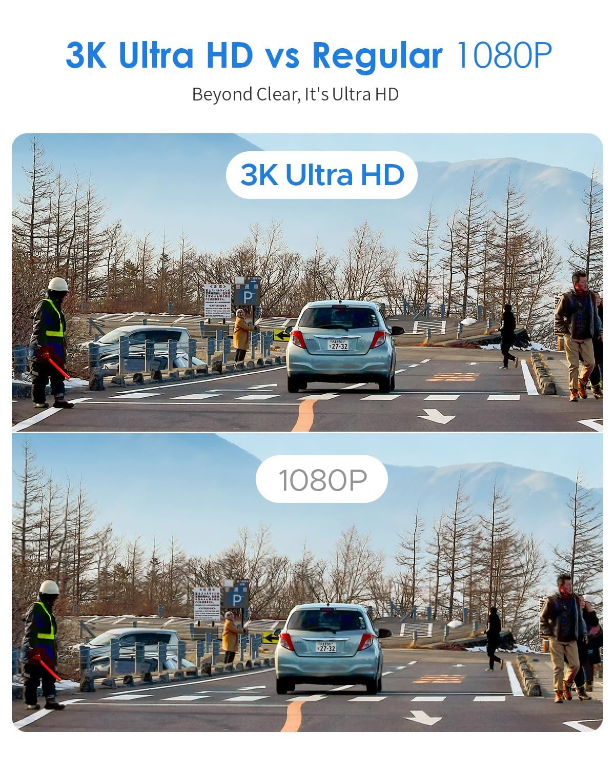 KAWA 3K Kamera Samochodowa Przednia z Kartą 32GB | Kontrola Głosowa, WiFi, Tryb Parkowania 24/7, Czujnik G, Noktowizja | Do Samochodu, SUV-a