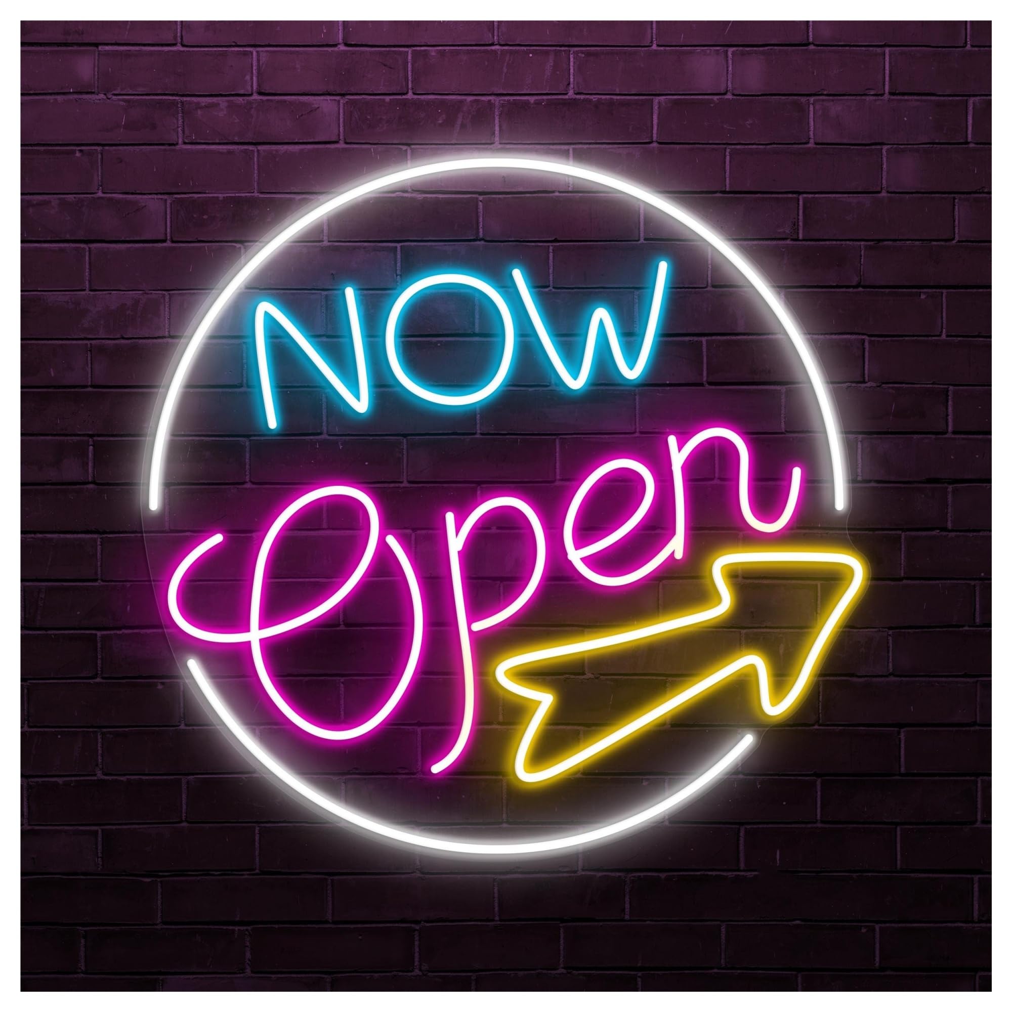 RONGCH Hanging Art Signs Now Open Neon Sign Business LED Light Arrow Wall Decor Gameroom Bedroom Bar Livingroom Birthday Party 48cm