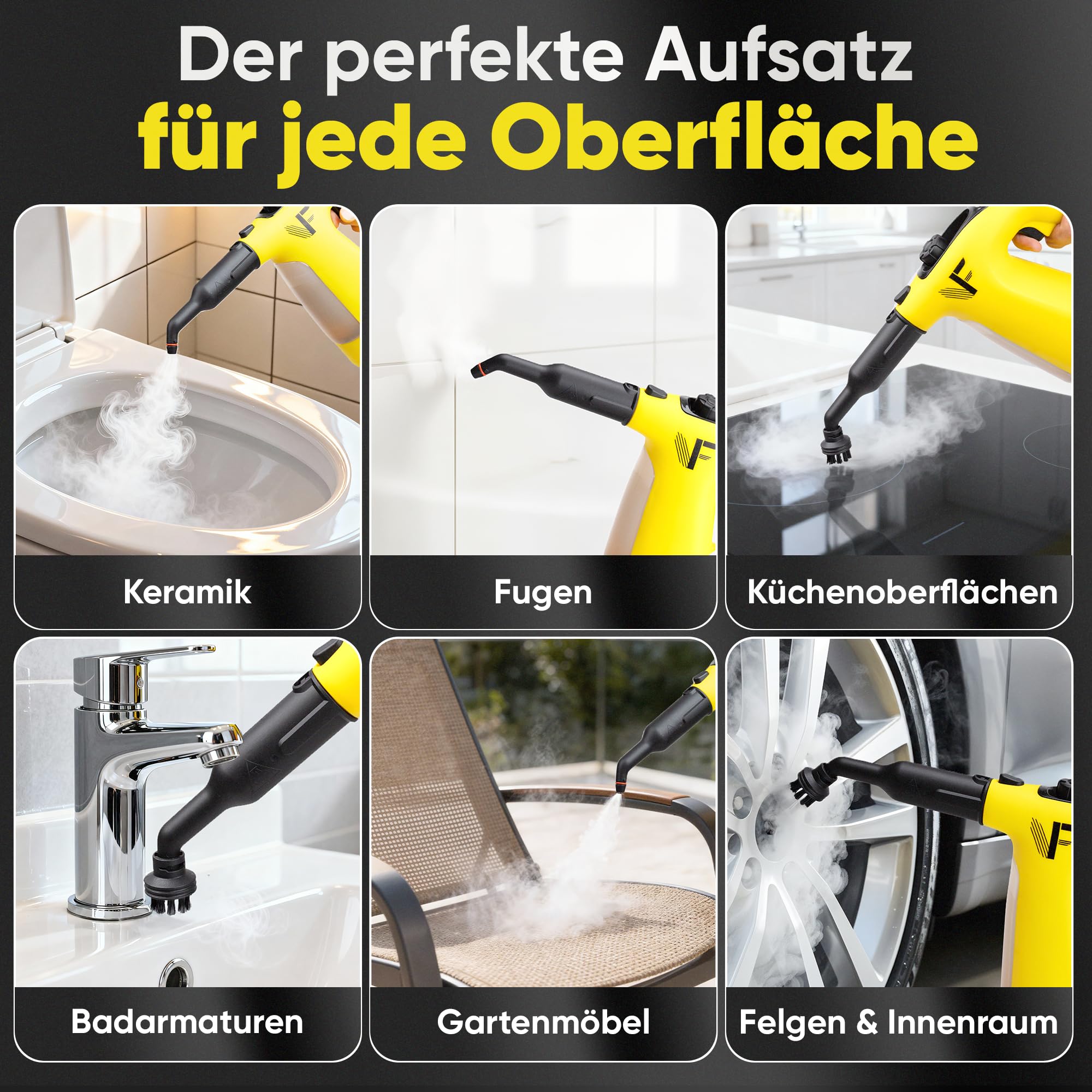 Neighbour's Friend® Dampfreiniger 2 in 1 mit Dampf Mop Funktion – Leistungsstarker Handdampfreiniger 1500W, 4m Kabel, 450ml Tank I Dampfreiniger Handgerät für Boden, Fenster, Bad, Teppich, Küche