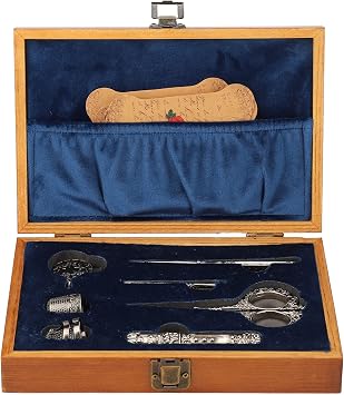 Vintage Embroidery Scissors Set, Stainless Steel with Wooden Case
