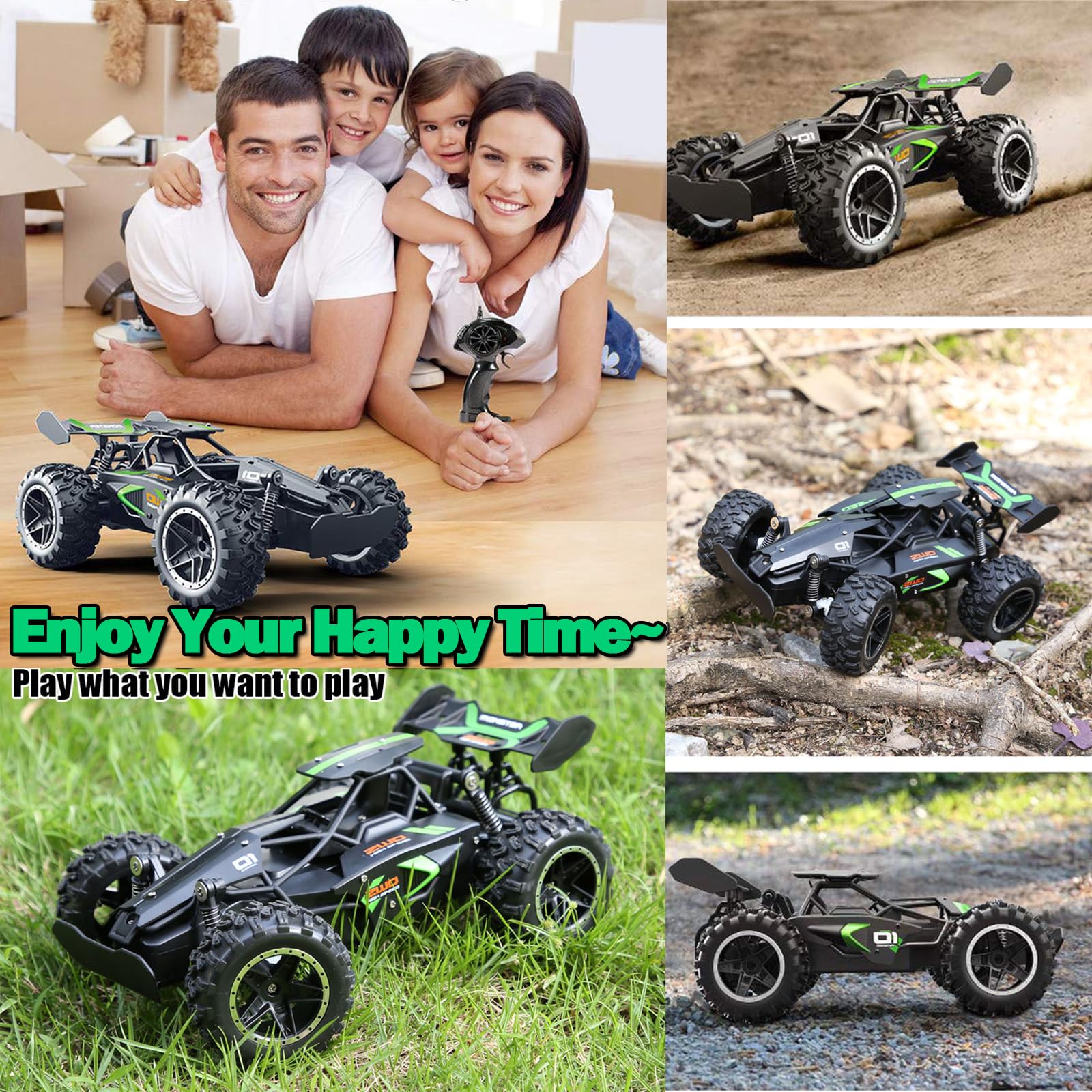 Macchina Telecomandata, RC Auto Telecomandata, 20KM/H Alta Velocità Auto Radiocomandata di Tutto Terreno, con 2 Batterie Caricabile, 2WD 2.4GHZ Macchinine Giocattolo per Bambini