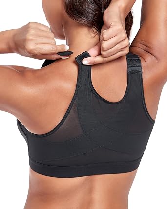 DotVol Womens Comfort Front Closure Back Support Full Coverage Non Padded Wirefree Everyday Bra