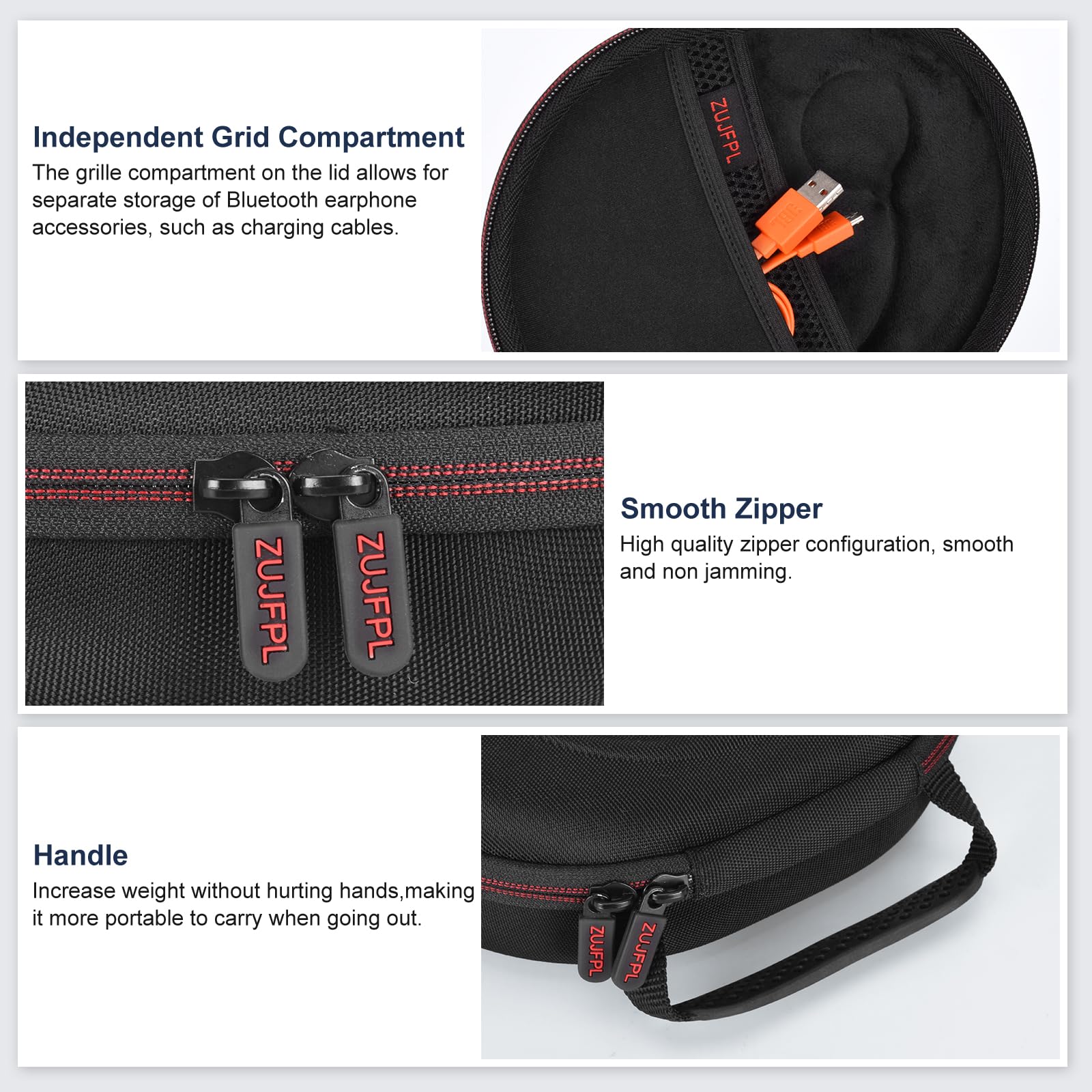 EVA Hard Headphone Case for JBL Tune 510BT / 520BT / 500BT / 660NC / 670NC / 570BT / 525BT / 600BTNC, JBL Live 460NC / 670NC / 400BT / JBL T450BT and Soundcore H30i, Samsung AKG - Black