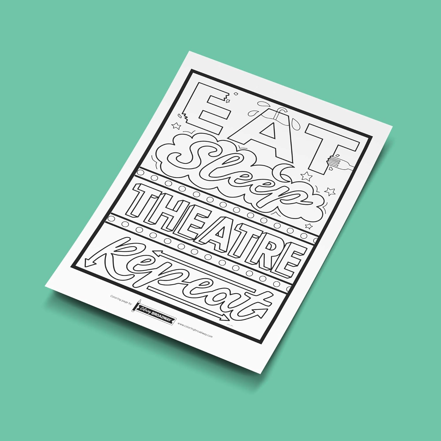 Coloring Broadway - Theatre Nerds “I’d Rather Be at a Broadway Show” Coloring Pages (Set of 4), Broadway Musical Merchandise, Matte Card Stock (8 1/2” x 11”), Ideal Gift for a Broadway Theater Lover - Image 6
