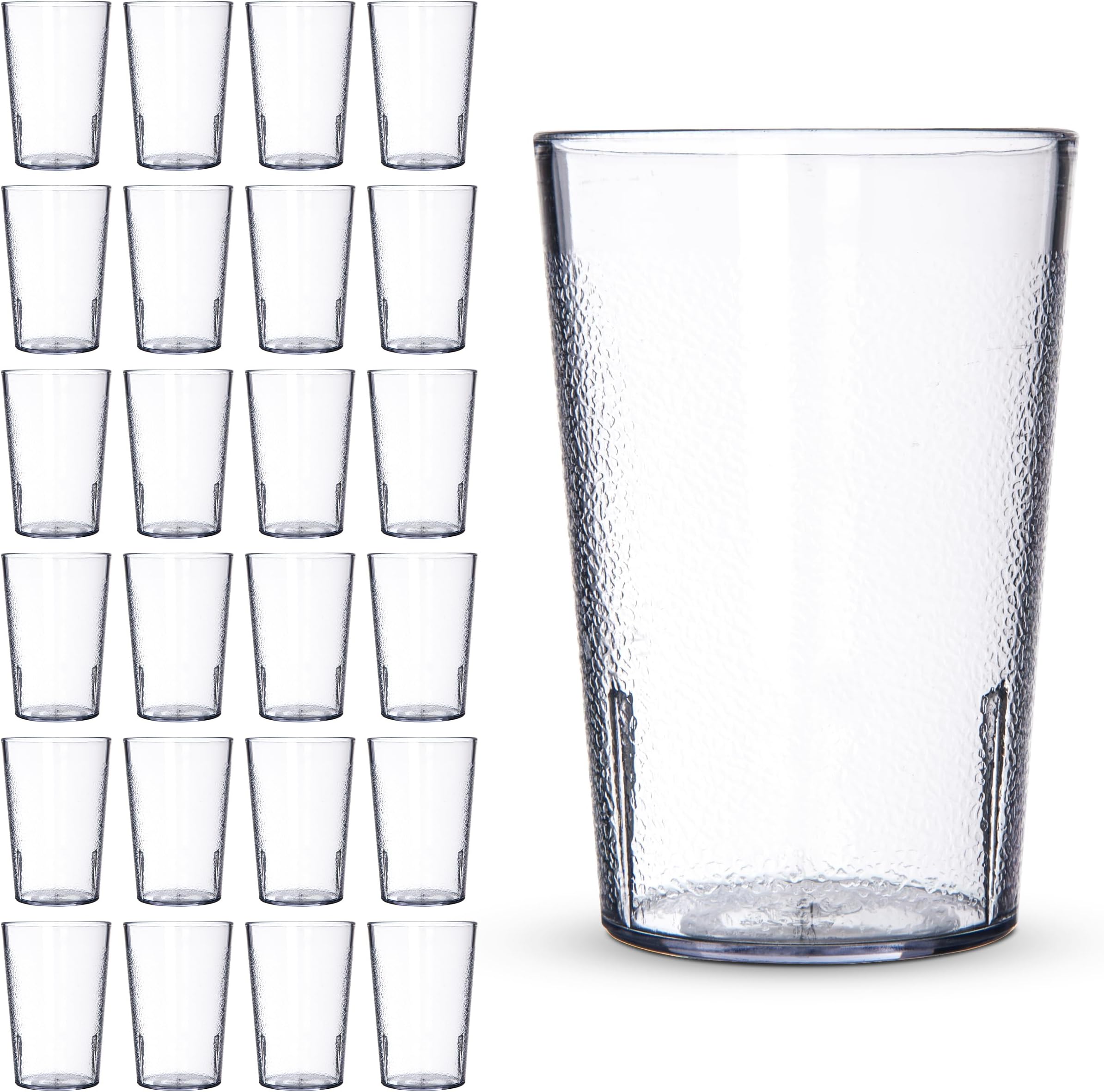 Carlisle FoodService Products Stackable Tumbler with Pebbled Exterior for Kitchen, Restaurants, And Fast Food, Plastic, 8 Ounces, Clear, (Pack of 24)